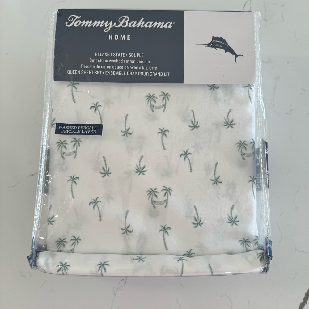 NWT Tommy Bahama Queen FLAT SHEET ONLY Palm trees Hammock